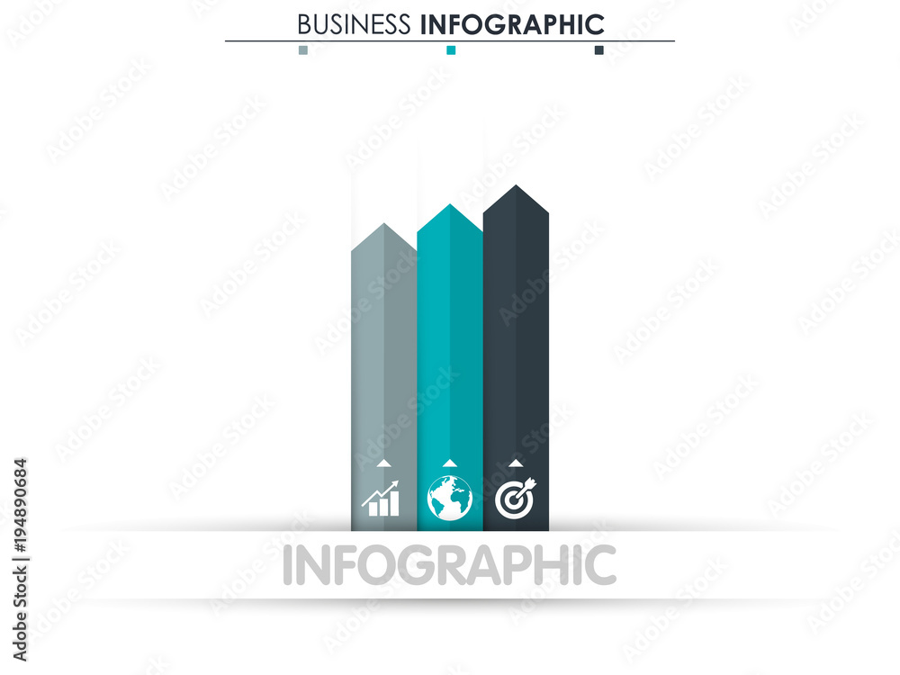 Poster business data. process chart. abstract elements of graph, diagram with 3 steps, options, parts or pr