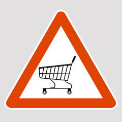 trolley supermarket black silhouette road sign vector