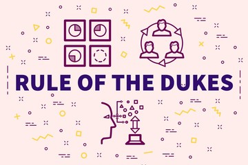 Conceptual business illustration with the words rule of the dukes