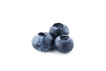 Ripe blueberries isolated on white background