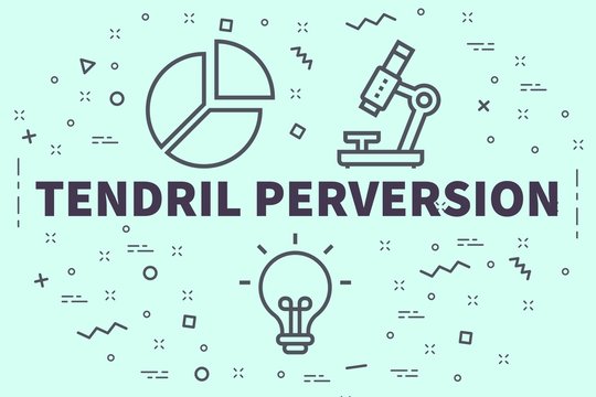 Conceptual business illustration with the words tendril perversion
