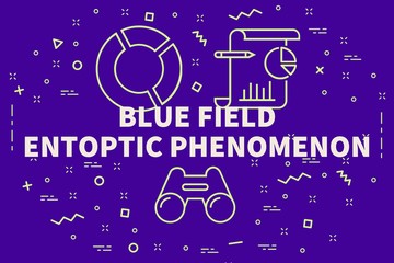 Conceptual business illustration with the words blue field entoptic phenomenon