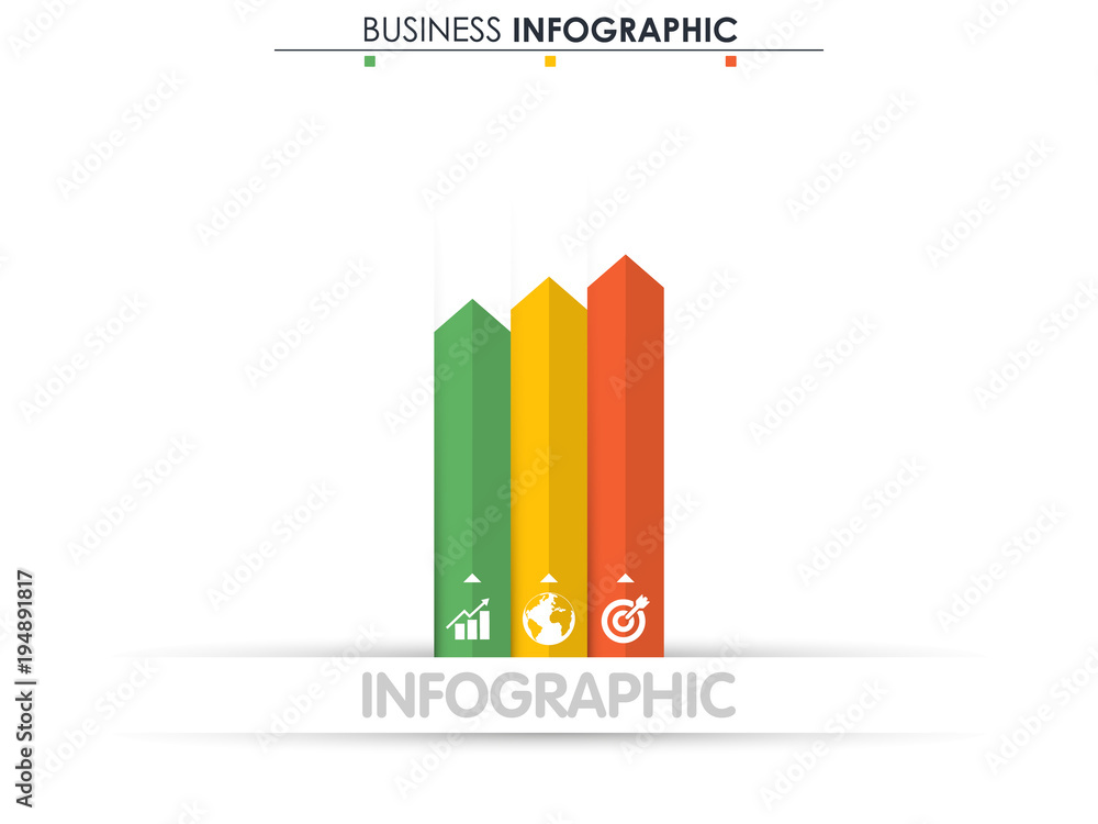 Poster business data. process chart. abstract elements of graph, diagram with 3 steps, options, parts or pr