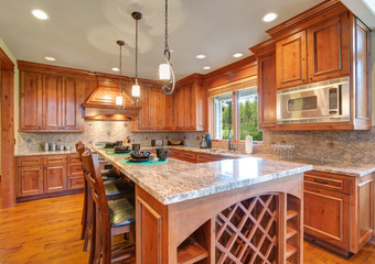 Gourmet kitchen boasts maple cabinetry