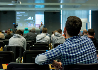 Fototapeta premium Person delivering a speach.