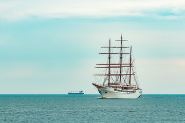 Fototapeta na wymiar Three mast sailing ship