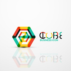 Cube idea concept logo, line