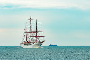 Naklejka na ściany i meble Three mast sailing ship