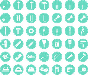 Icon set of tools an equipment