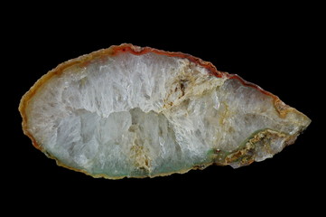 cross section of agate. Quartz - filled agate. Origin: Rudno near Krakow, Poland.
