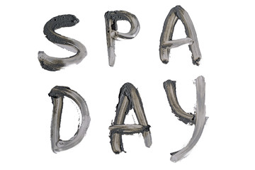 The day SPA. clay mask, scrub that says day Spa on white