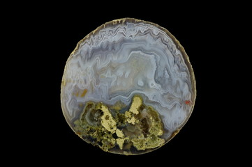 Cross section of agate. Eyelet agate, cross section of stalactites. Origin: Rudno near Krakow, Poland.