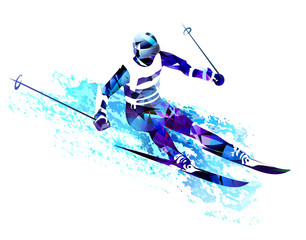 Winter sports background. Skiing man - 194896464