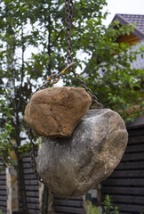 Delivery and unloading of building stone by truck with a crane