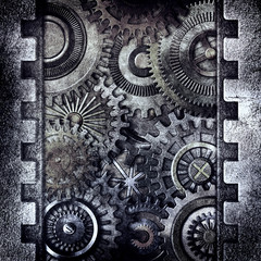 3D metallic gears background
