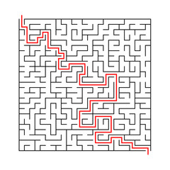 square labyrinth with entry and exit.vector game maze puzzle with solution - 194899025