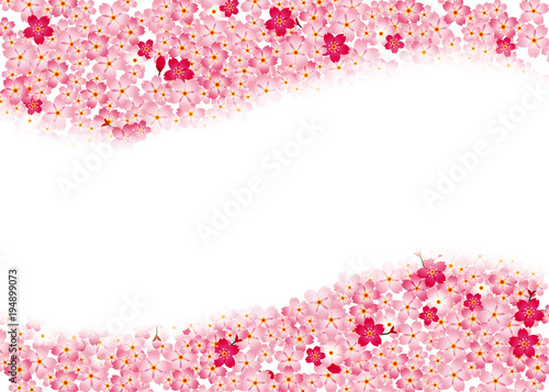 春のイメージの背景 波模様 桜文様 桜吹雪 ピンク 桜のイラスト 桜のリース 桜のオーナメント Wall Mural Globeds