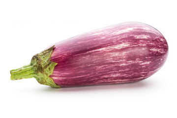 Fresh eggplants, aubergine on a white background.