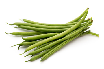 Green beans isolated on a white background.