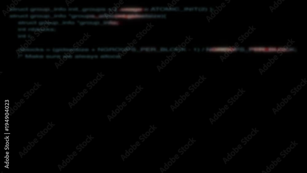 Poster defocused computer code writing motion on black background.