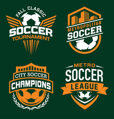 Soccer sport graphic emblem set
