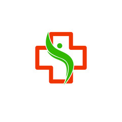 Logo Cross Health. Logo for the clinic, pharmaceutical company. Logo of the family doctor, first aid. Health and medical cabinet. Vector Isolated on white background