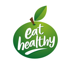 vector logo green apple for a healthy diet