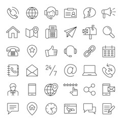contact us line vector black icons