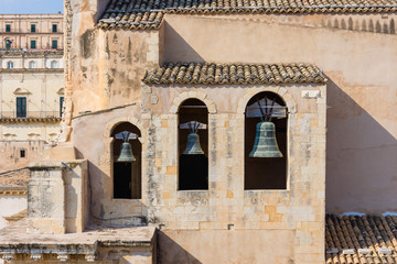 Fototapeta na wymiar The three bells of the Santissimo Salvatore church in Noto