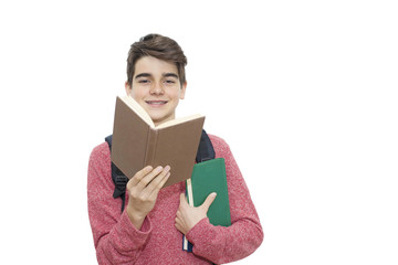 teenage student with the book