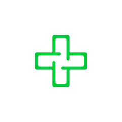 Logo Cross Health. Logo for the clinic, pharmaceutical company. Logo of the family doctor, first aid. Health and medical cabinet. Vector Isolated on white background