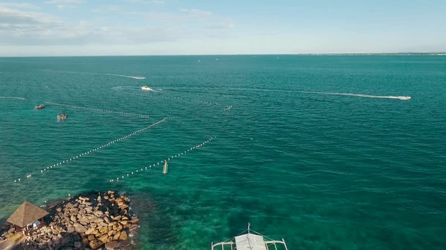 The spotless Bantayan Island white sand beach and sandbar. Cebu