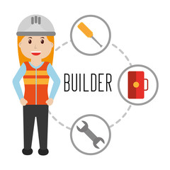 builder female professional work employee vector illustration