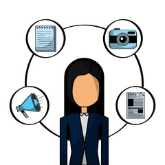 business woman employee character icons vector illustration