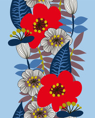 Obrazy  Wektor kwiatowy wzór do projektowania wyrobów włókienniczych. Duże kwiaty do nadruku na bawełnianej tkaninie.