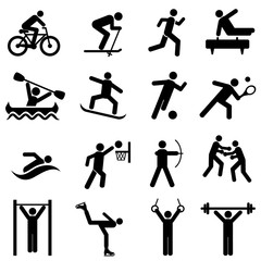 Sports, fitness, activity and exercise icons - 194916231