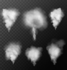 Fog or smoke isolated on transparent special effect.White vector cloudines. Vector illustration