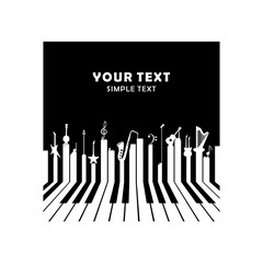 Music festival. Vector poster. White text and black background.