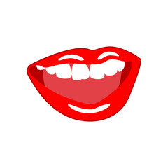 Woman's open mouth with sexy red lips. Vector Illustration