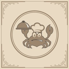 Seafood restaurant logo vector illustration. Market emblem. Vintage typography badge design.