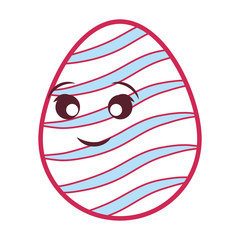 kawaii  pink  easter egg  with  blue curved  lines vector illustration