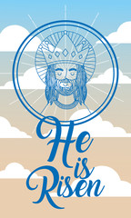 jesus using crown in heaven - he is risen vector illustration