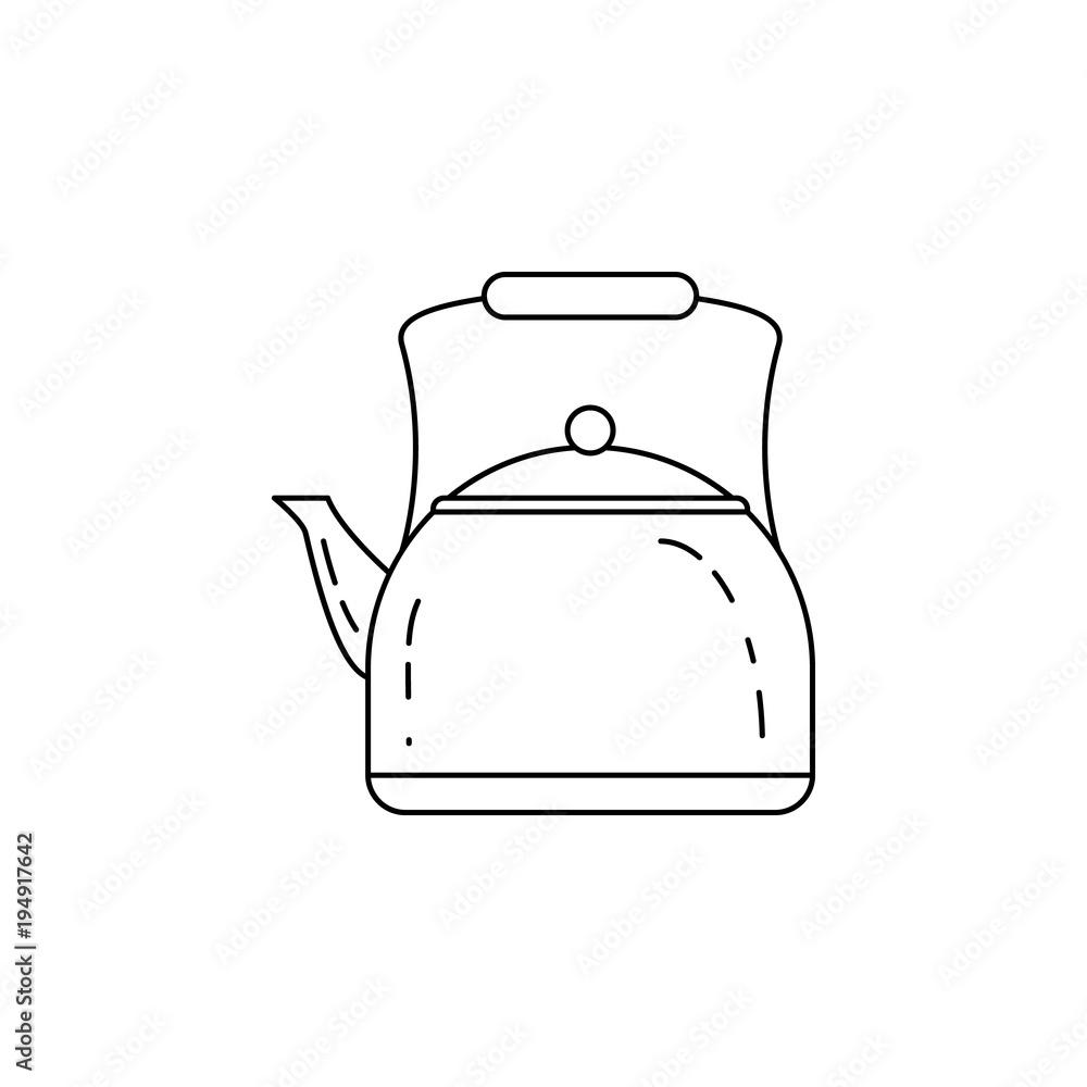 Poster kettle icon. element of camping and outdoor recreation for mobile concept and web apps. thin line ic