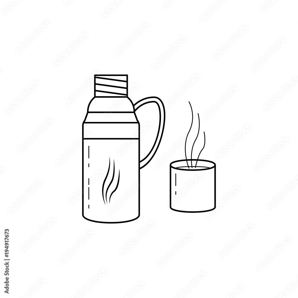Poster thermos flask icon. element of camping and outdoor recreation for mobile concept and web apps. thin 