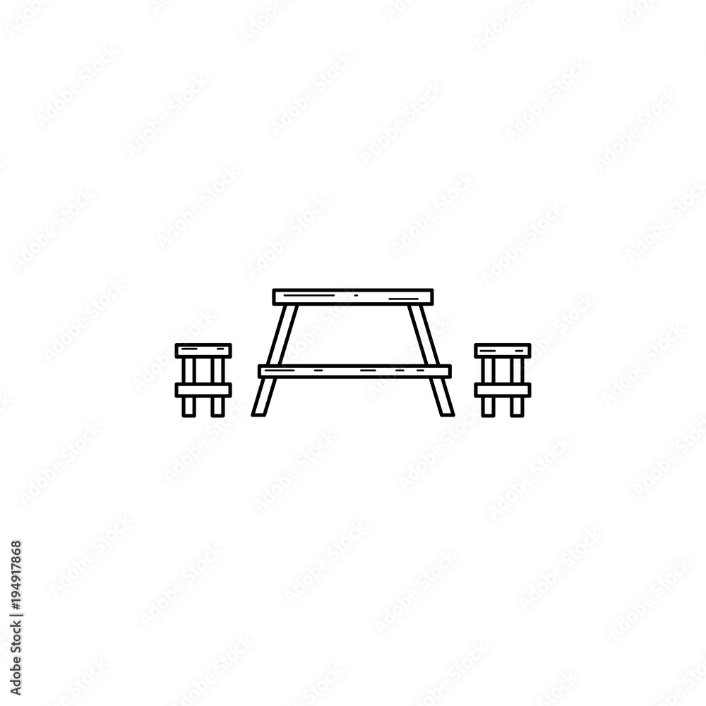 Poster bench icon. element of camping and outdoor recreation for mobile concept and web apps. thin line ico