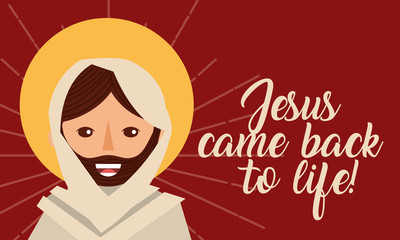 jesus come back to life spiritual religion card vector illustration