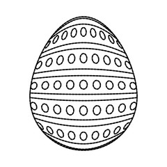 uncolored easter egg  with  dots and lines sticker   vector illustration