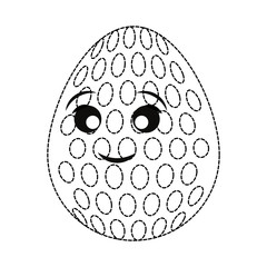 uncolored kawaii easter egg   with dots sticker  over white background  vector illustration