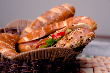 Close up of fresh sandwiches