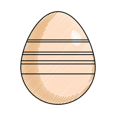 colored easter egg with lines doodle  over white backgrpund  vector illustration